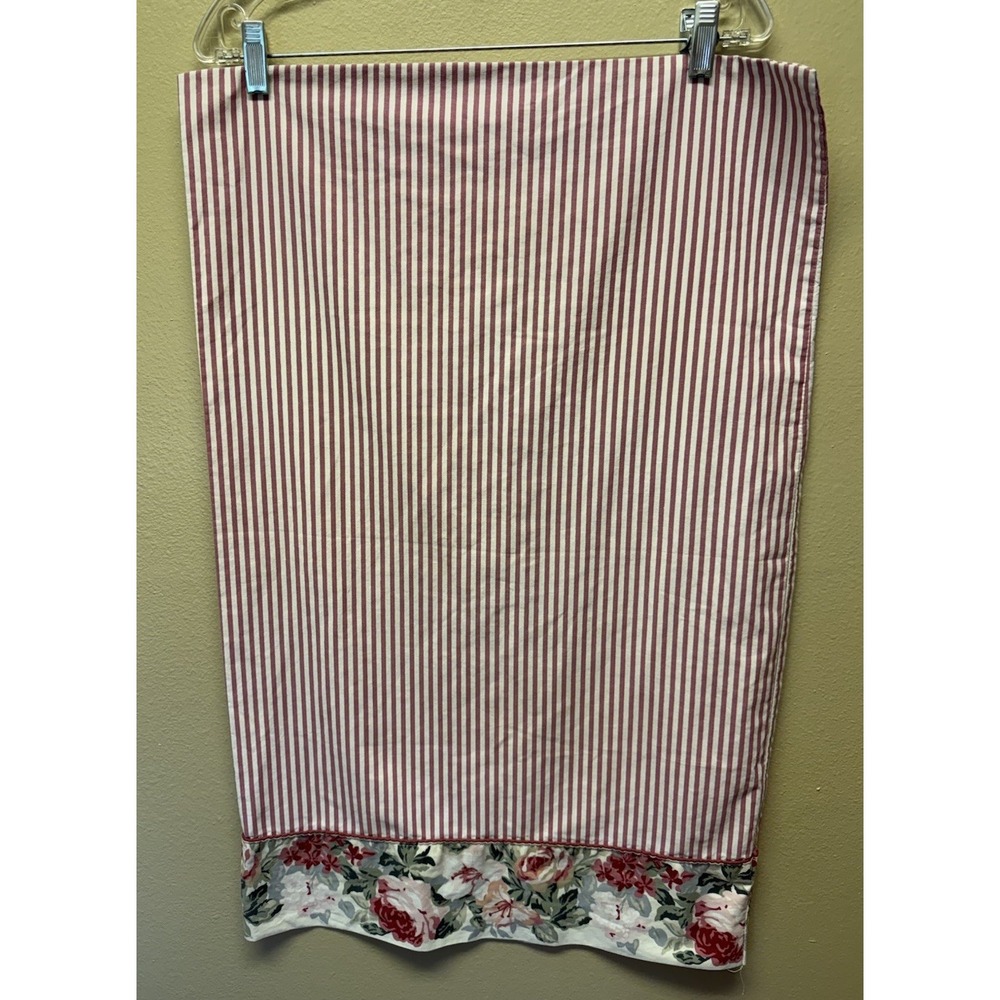 CROSCILL ROSE ARBOR GREEN SLATE PINK FLORAL STRIPE Standard Pillowcase Single